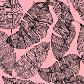 Ink Tropical Leaves - Medium Pink