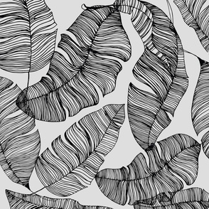 Ink Tropical Leaves - Gray