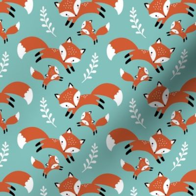 fox family - teal, small