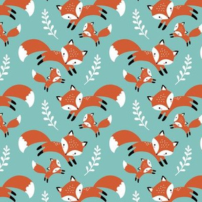 fox family - teal, small