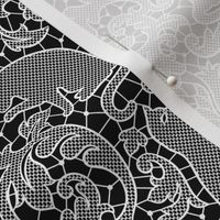 cat lace - white on black, small