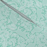 cat lace - white on bright mint