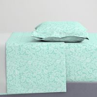 cat lace - white on bright mint