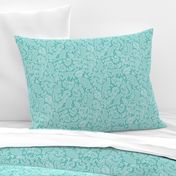 cat lace - white on teal