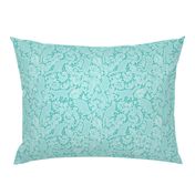 cat lace - white on teal