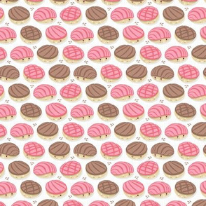 Tiny scale // Kawaii Mexican conchas // white background pink & brown shells