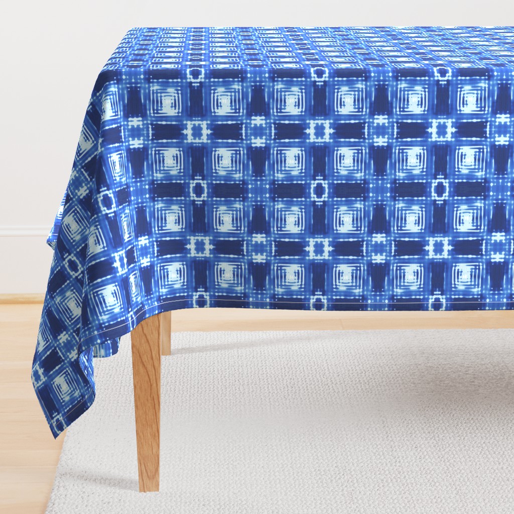 Blue Shibori Plaid large