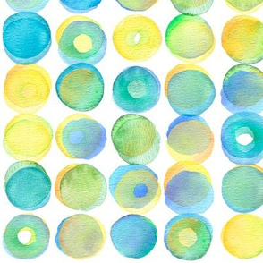 Blue and yellow watercolor circles 