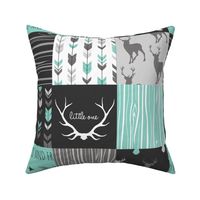 Patchwork Deer - custom grey and teal -