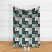 Patchwork Deer - custom grey and teal -