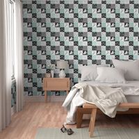 Horse Patchwork - aqua/Mint, Black And grey