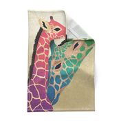 mama and baby giraffe tea towel