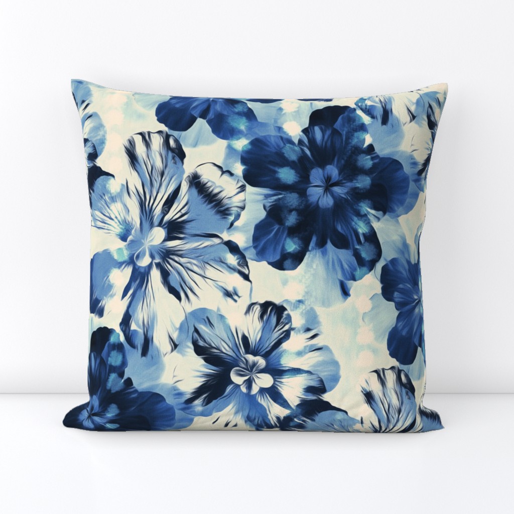 Shibori Inspired Oversized Indigo Floral