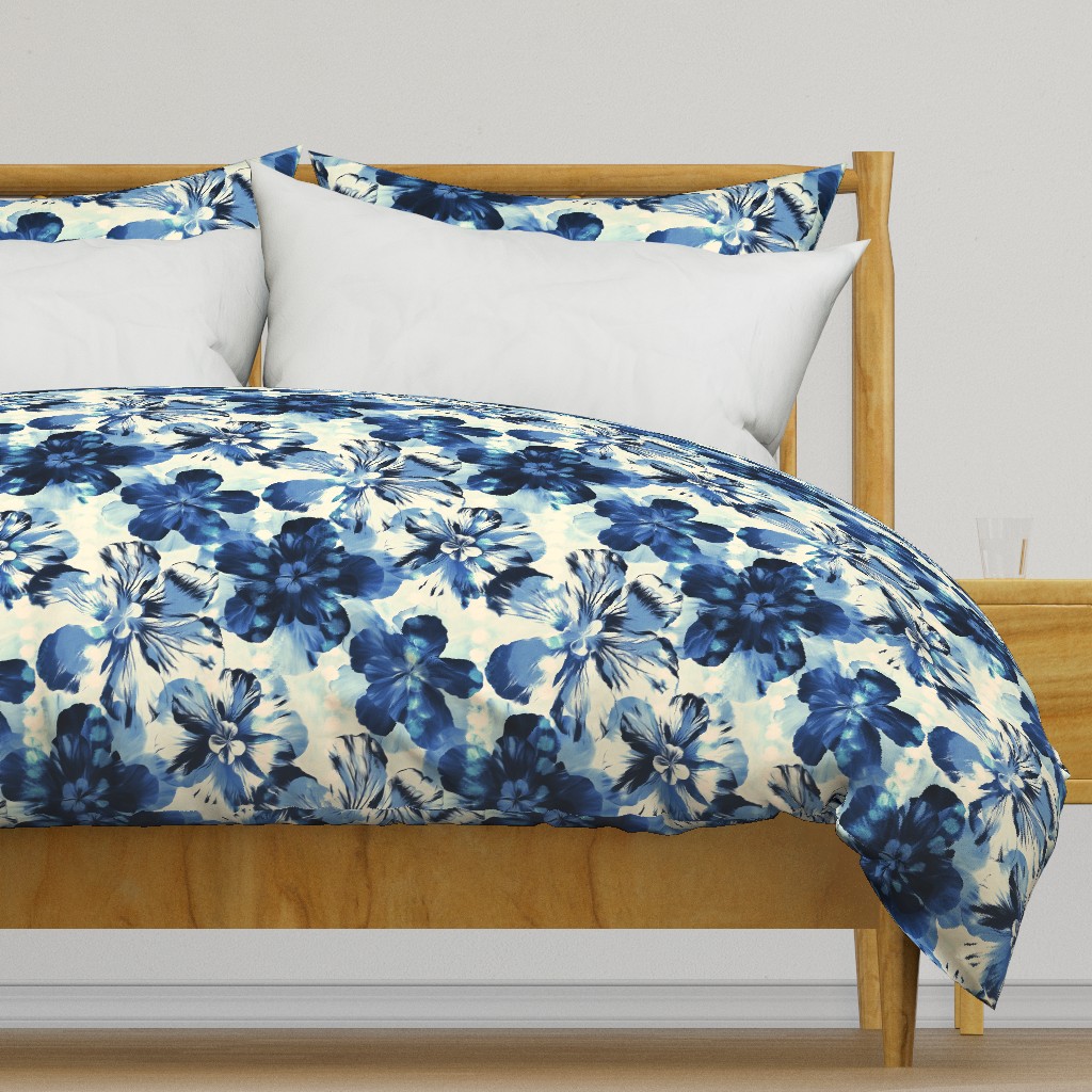 Shibori Inspired Oversized Indigo Floral