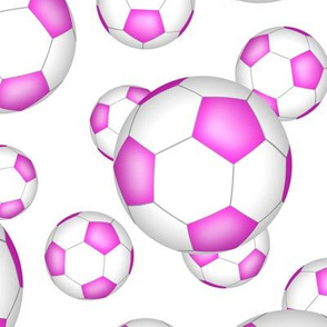 Pink and white soccer balls on white - large