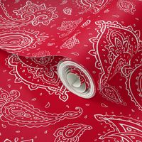 Bandana Paisley White on Red