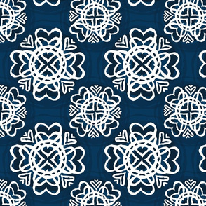 heart clover pattern on dark blue