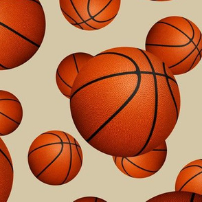 Basketballs pattern on beige - large