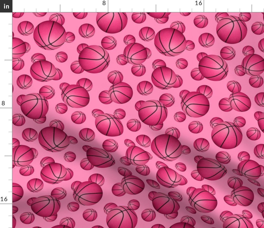 Pink basketballs pattern on pink - small