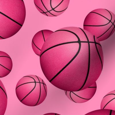 Pink basketballs pattern on pink - large