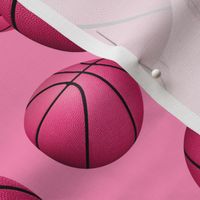 Pink basketballs pattern on pink - large