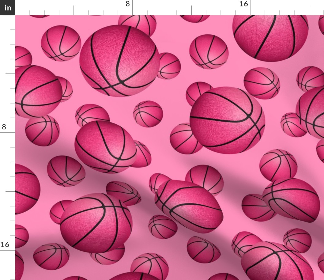 Pink basketballs pattern on pink - large