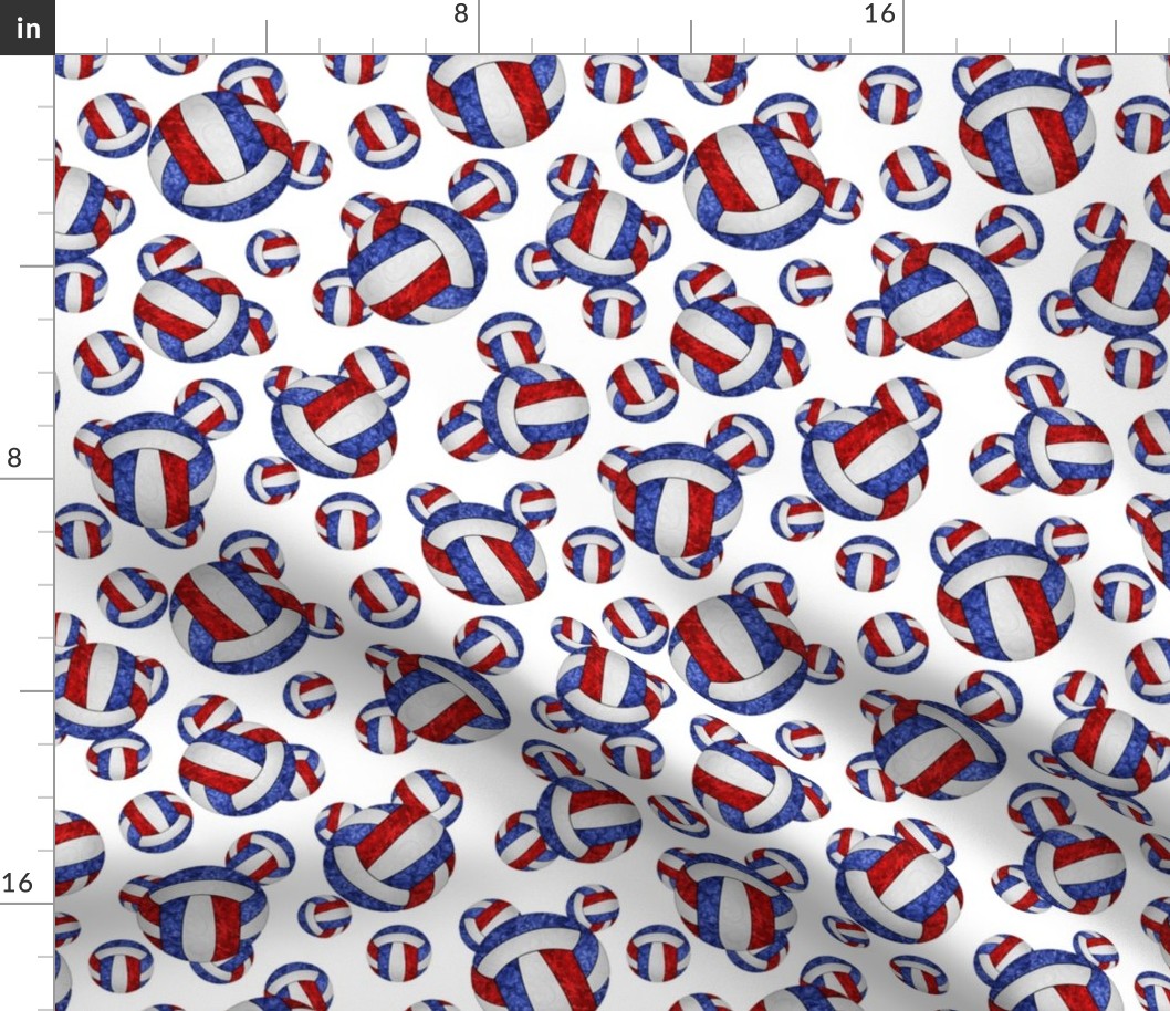 Red white and blue volleyballs on white - small