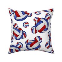 Red white and blue volleyballs on white - large
