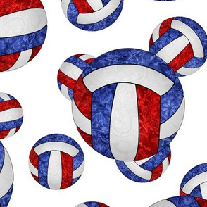 Red white and blue volleyballs on white - large