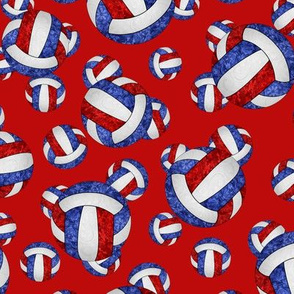 Red white and blue volleyballs on red - small