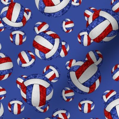 Red white and blue volleyballs on blue - small
