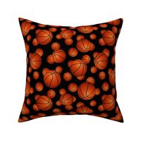 Basketball pattern on black - small