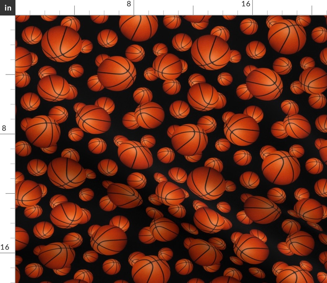 Basketball pattern on black - small