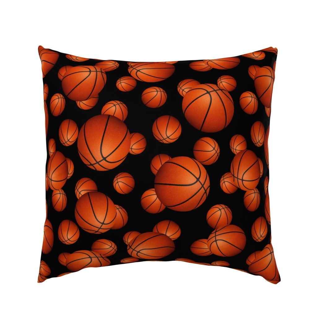 Basketballs pattern on black - large