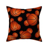 Basketballs pattern on black - large