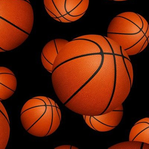 Basketballs pattern on black - large