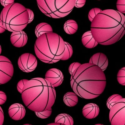 Pink basketballs on black - small