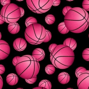 Pink Basketballs Fabric, Wallpaper and Home Decor