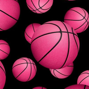 Pink basketballs on black - large