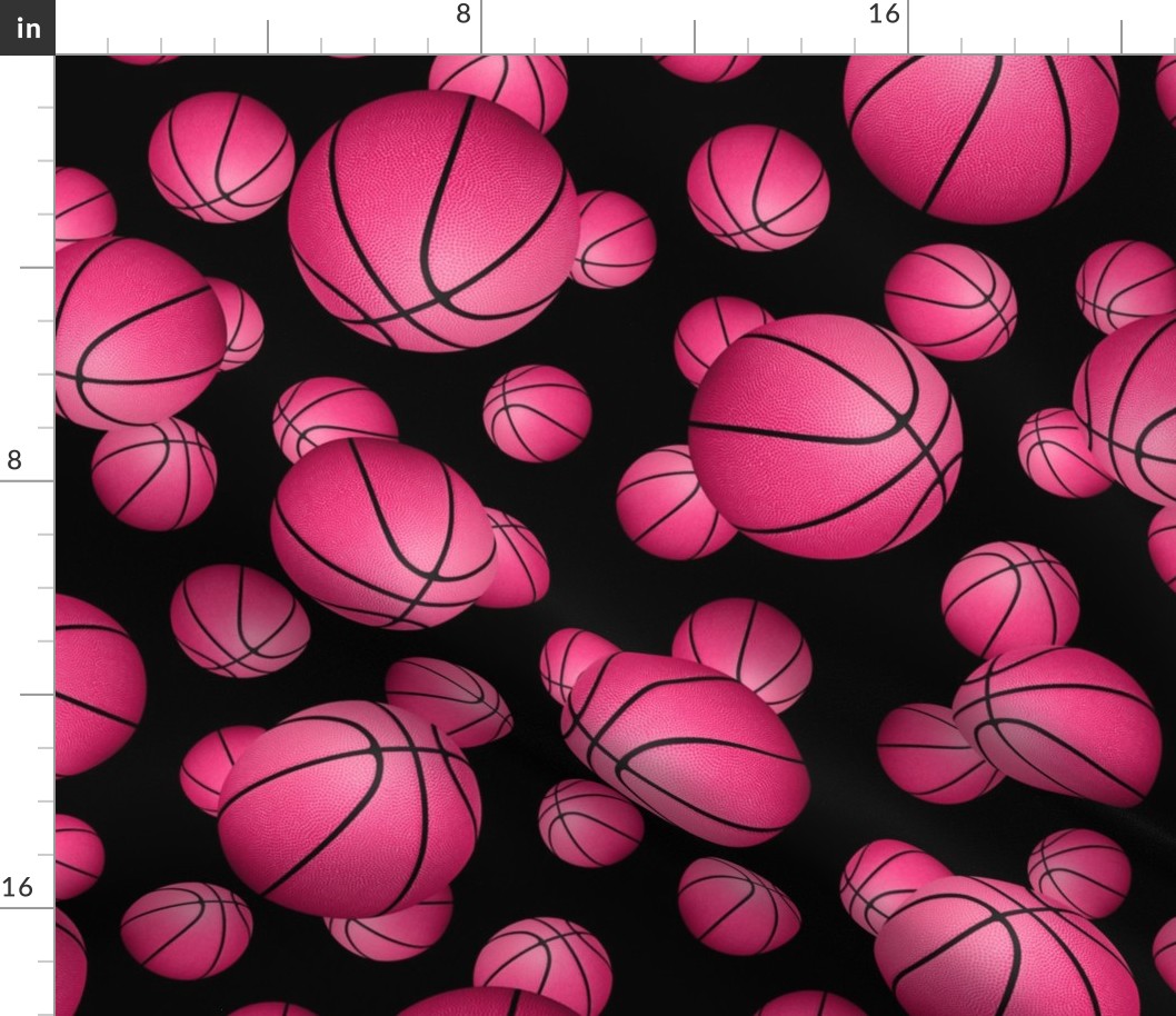 Pink basketballs on black - large