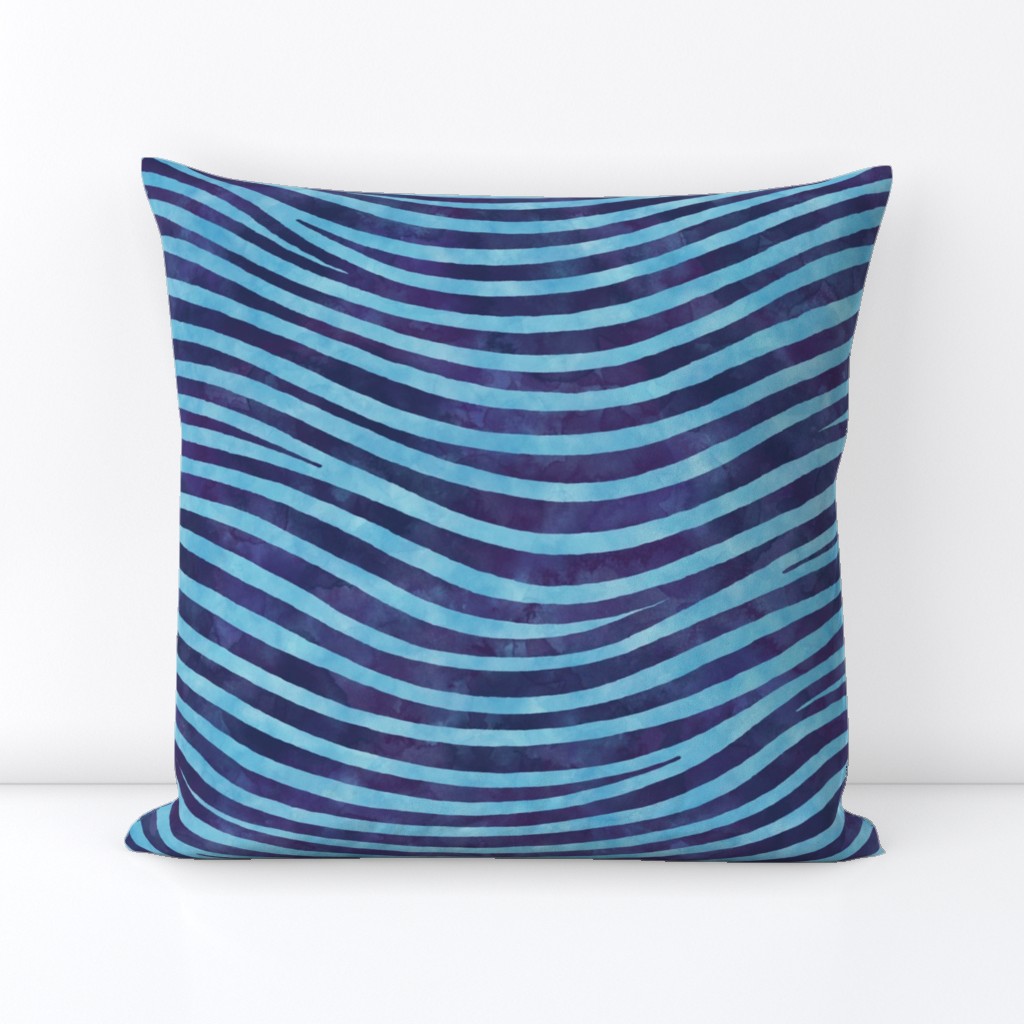 ★ ZEBRA SHIBORI ★ Indigo Blue Watercolor - Large Scale / Collection : Wild Stripes – Punk Rock Animal Prints 2