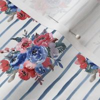 4" Freedom Florals // Blue Stripes