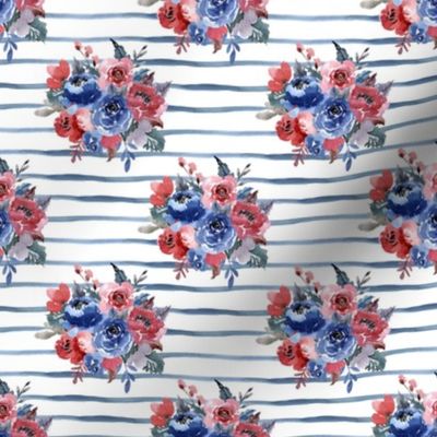 4" Freedom Florals // Blue Stripes