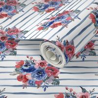 4" Freedom Florals // Blue Stripes