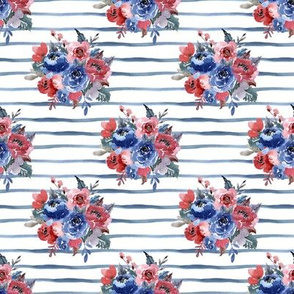 4" Freedom Florals // Blue Stripes