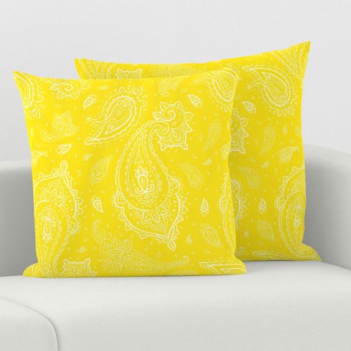 Bandana Paisley White on Yellow