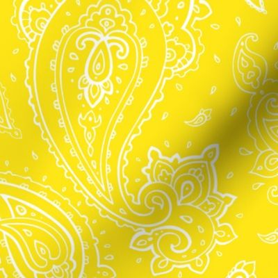 Bandana Paisley White on Yellow