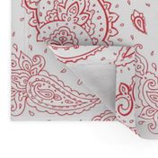 Bandana Paisley Red on White