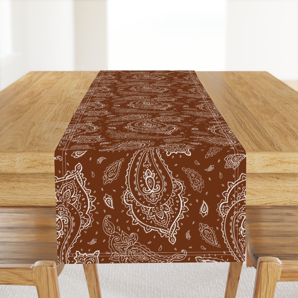 Bandana Paisley White on Brown