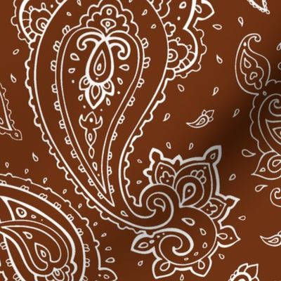 Bandana Paisley White on Brown